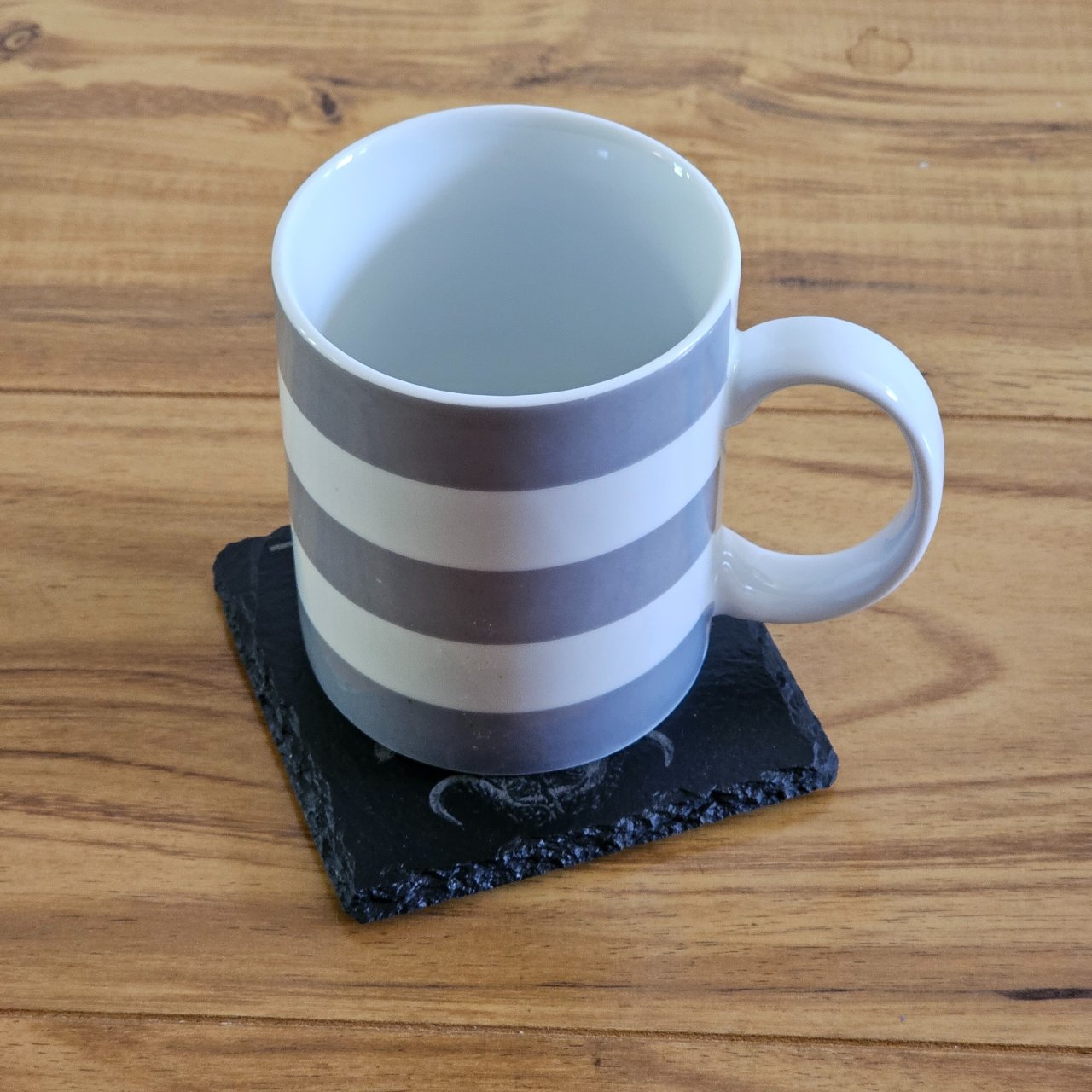 Springboks Natural Slate Rugby Coasters, Black Square Design with Engraved Logo, 2 Pack
