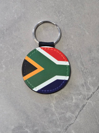 Round Keyrings, PU Faux leather, lightweight