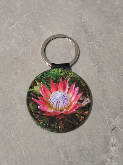 Round Keyrings, PU Faux leather, lightweight