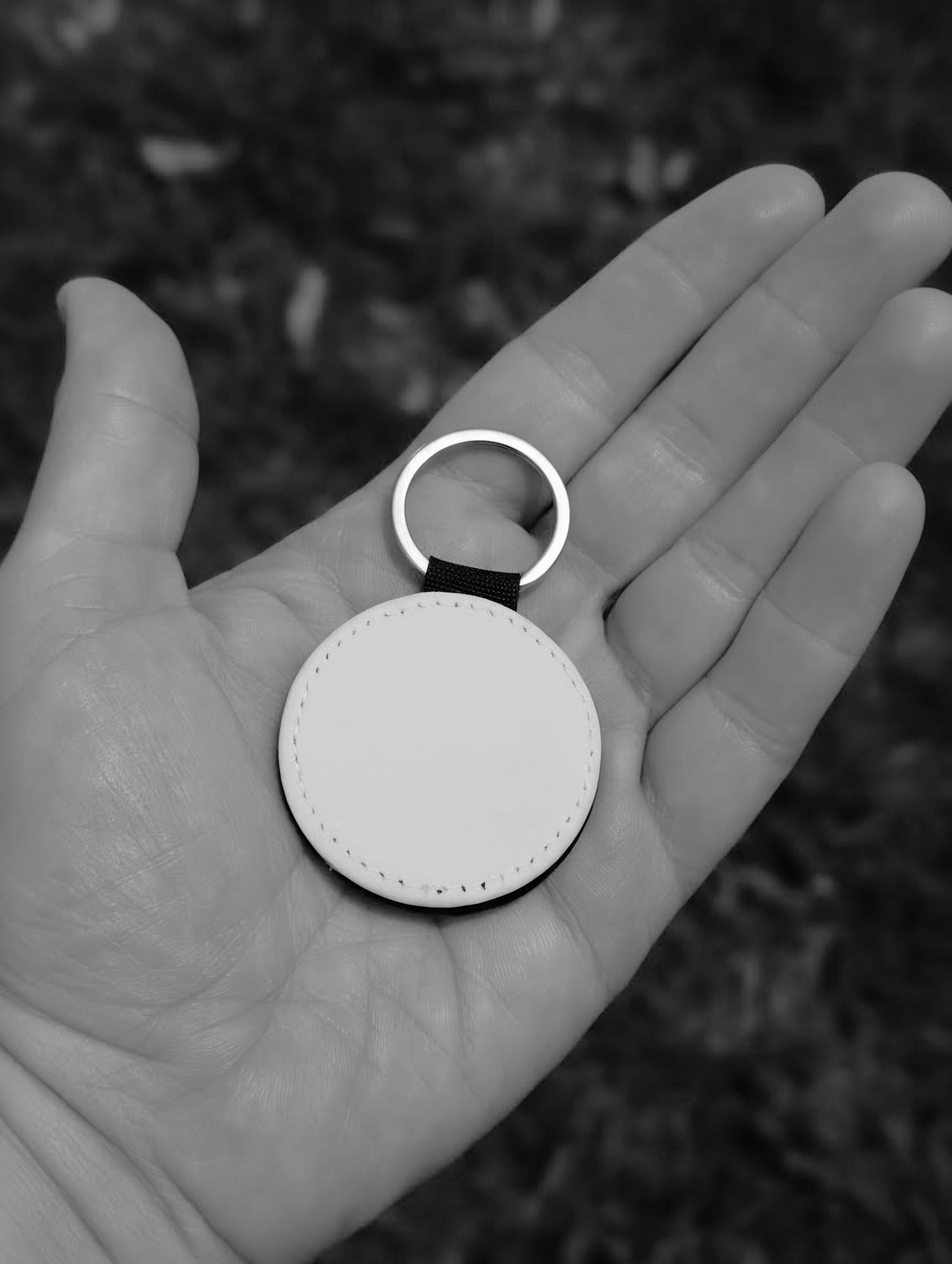 Round Keyrings, PU Faux leather, lightweight