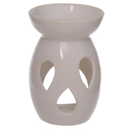 White Simple Tear Drop Cut-Out Ceramic Wax Melt Burner