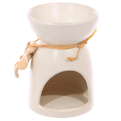 Speckled Cream Ceramic Oil & Wax Melt Burner with Flower