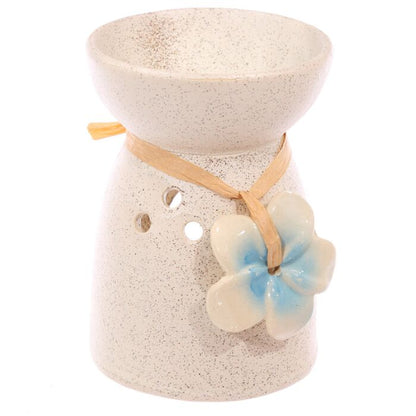 Speckled Cream Ceramic Oil & Wax Melt Burner with Flower