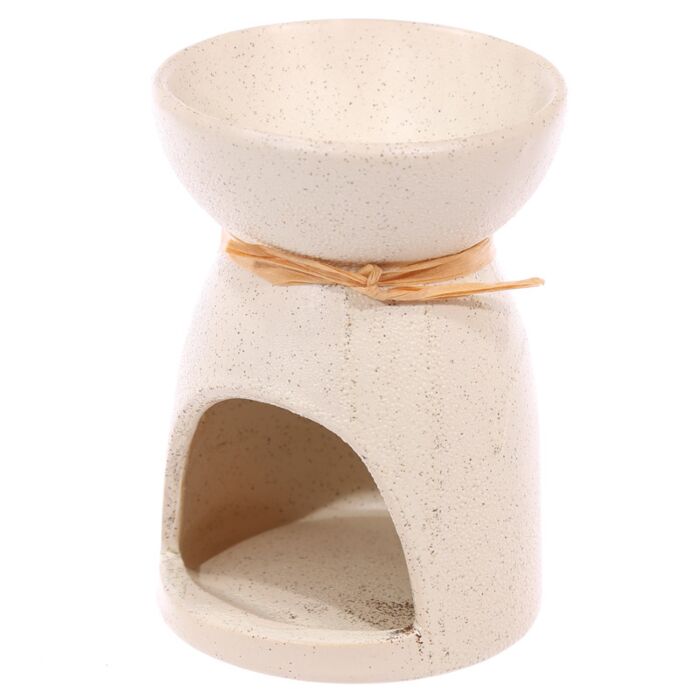 Speckled Cream Ceramic Oil & Wax Melt Burner with Flower