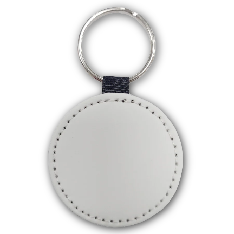 Round Keyrings, PU Faux leather, lightweight